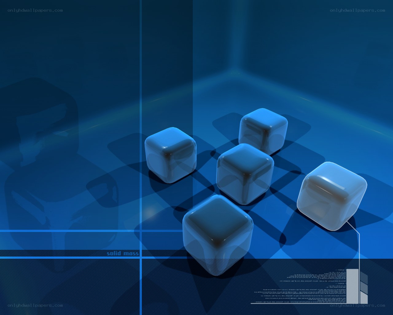 blue cubes on reflective surface