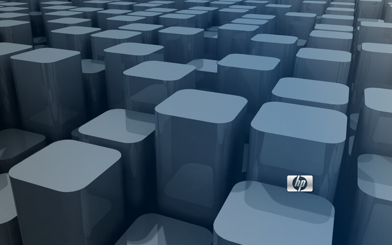 blue cubes with HP logo