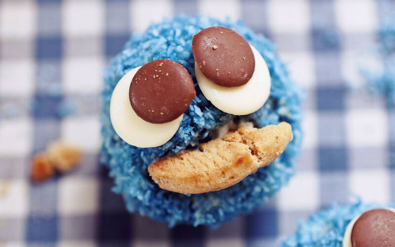 Blue Cupcake with Cookie Eyes