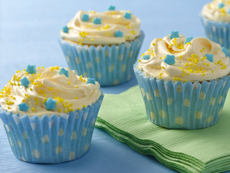 Blue-cupcake with Sprinkles