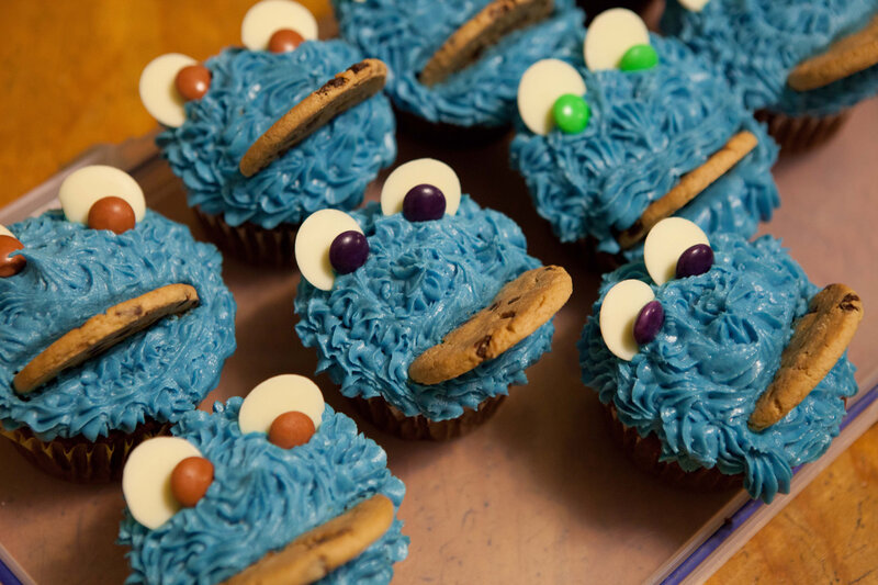Blue Cupcakes with Cookie Eyes