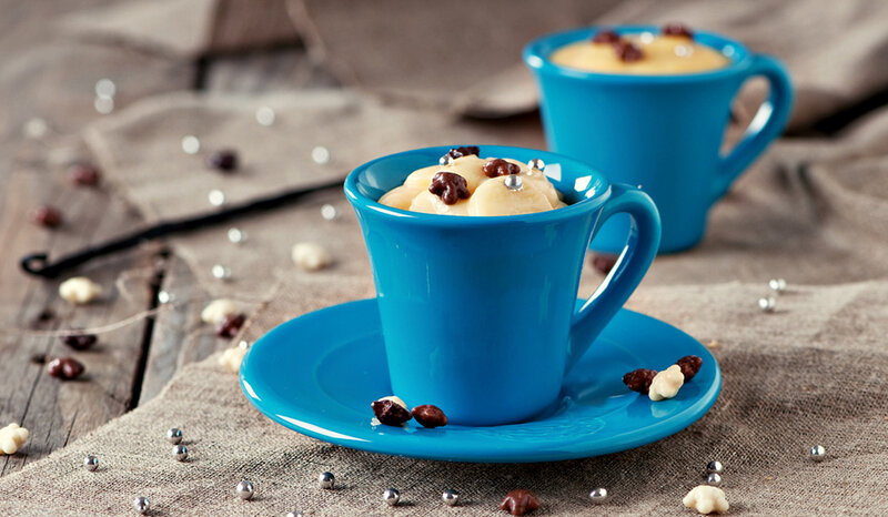 Blue Cups with Dessert