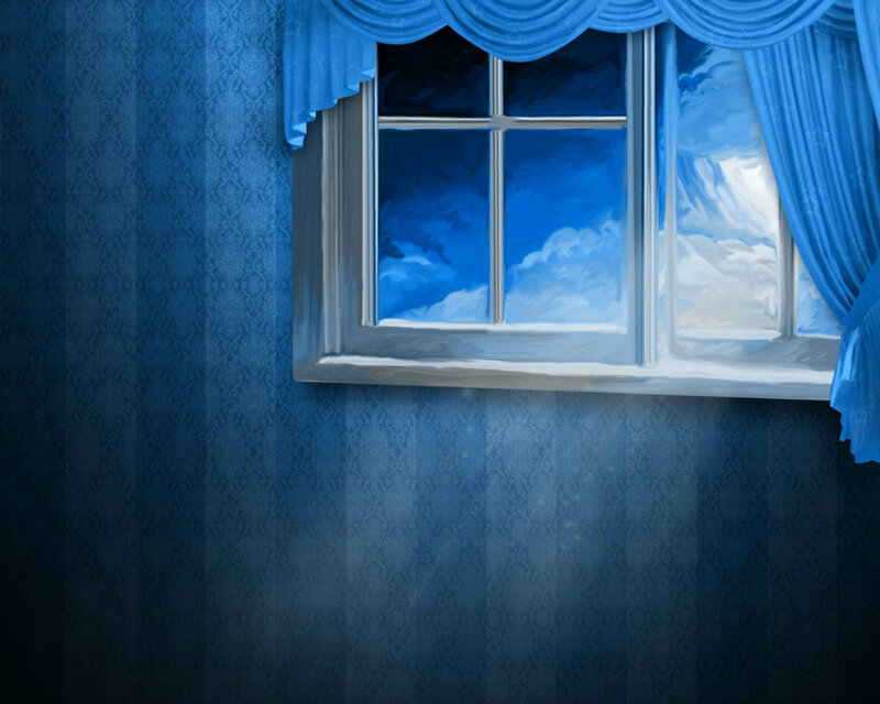 Blue Curtain Window