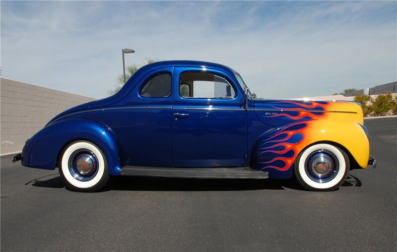 Blue Custom Car — Calm, Afternoon, Photograph, Flame Design