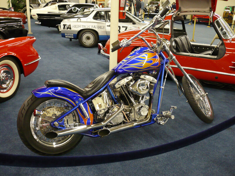 Blue Custom Chopper Motorcycle — Calm