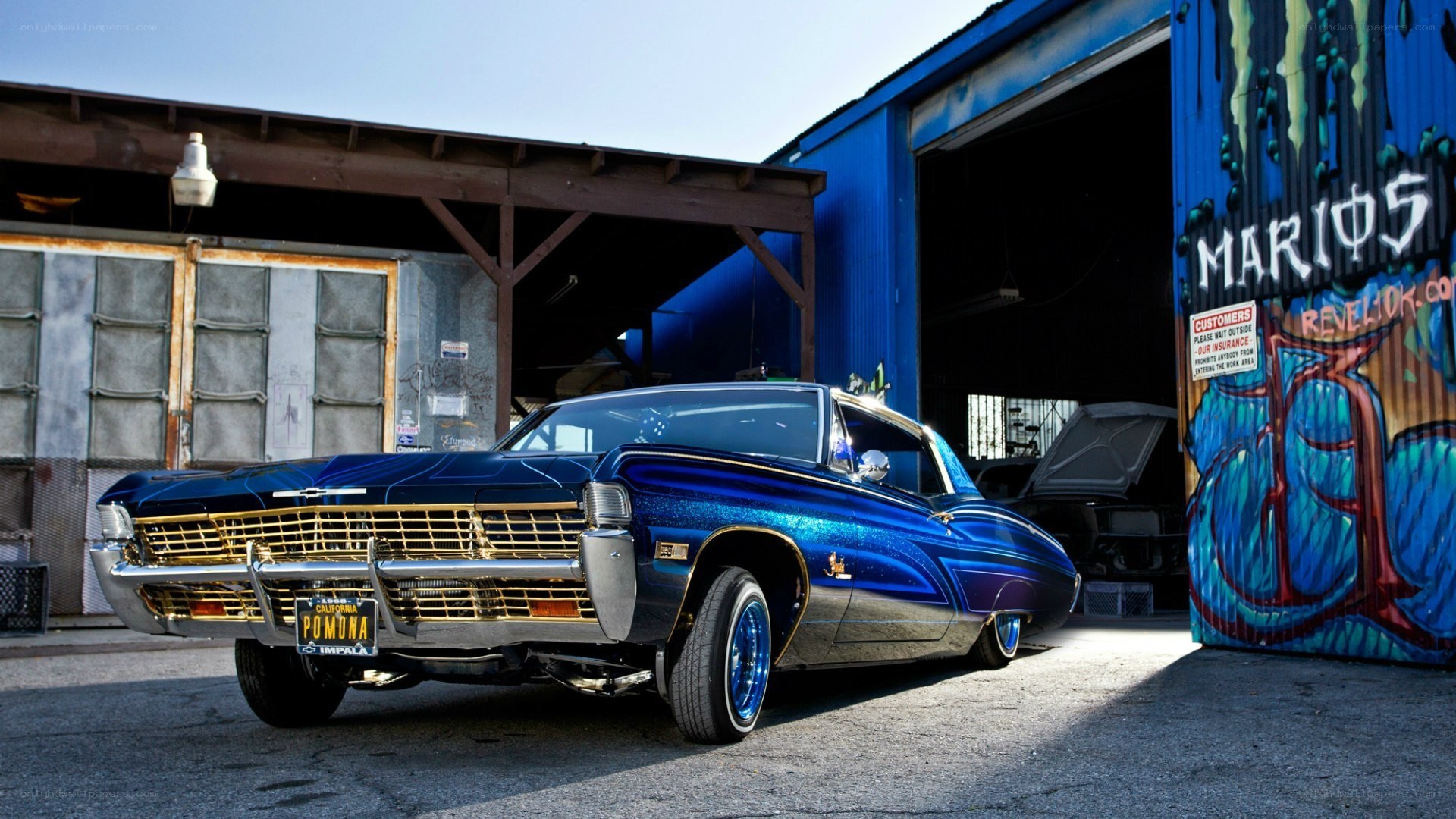 blue custom classic car