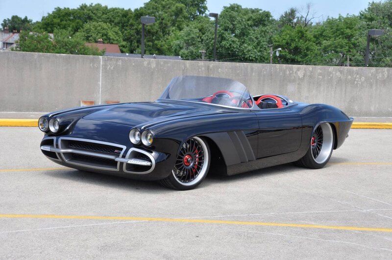 Blue Custom Convertible Car — Black