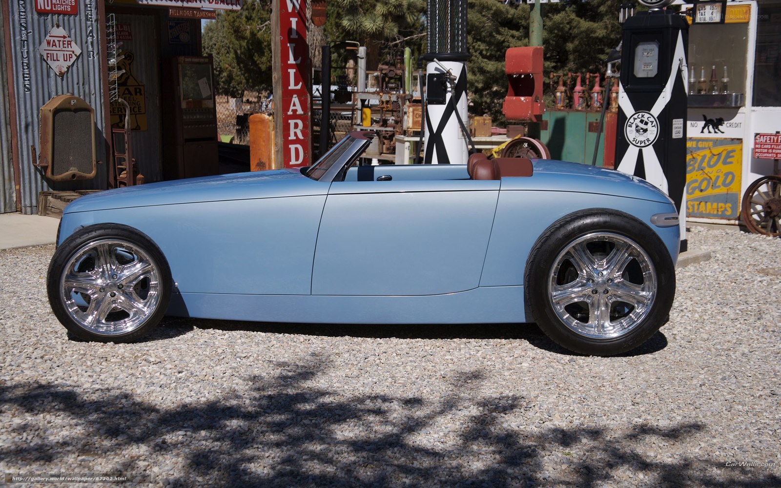 Blue custom convertible car