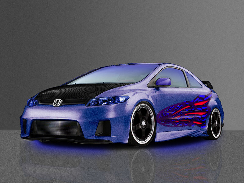 blue custom honda civic