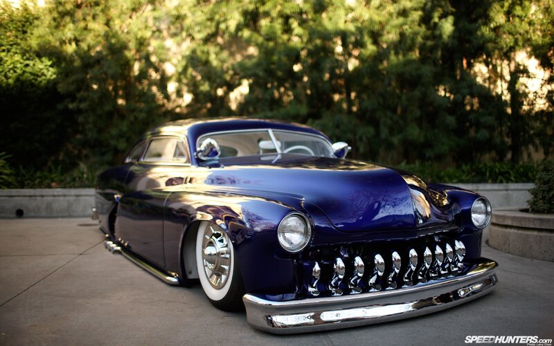 Blue Custom Hot Rod — Calm, Afternoon, Photograph, Trees