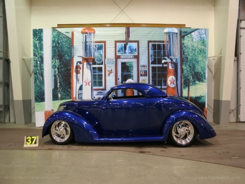 blue custom hot rod car