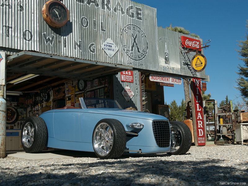 blue custom hot rod car