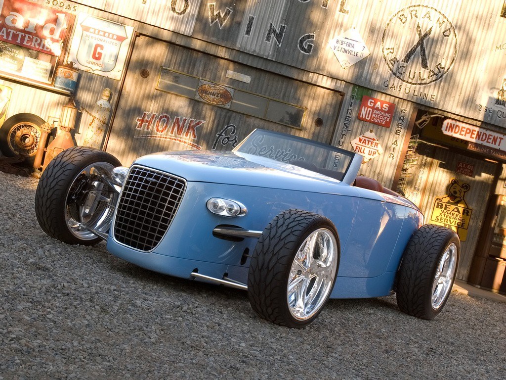 blue custom hot rod car