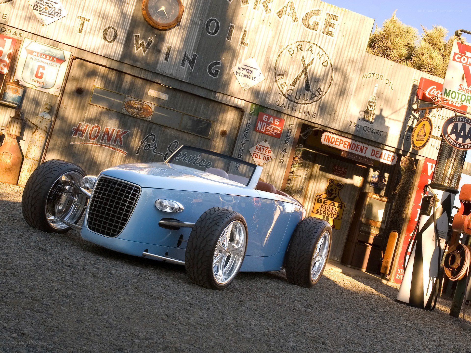 Blue custom hot rod car