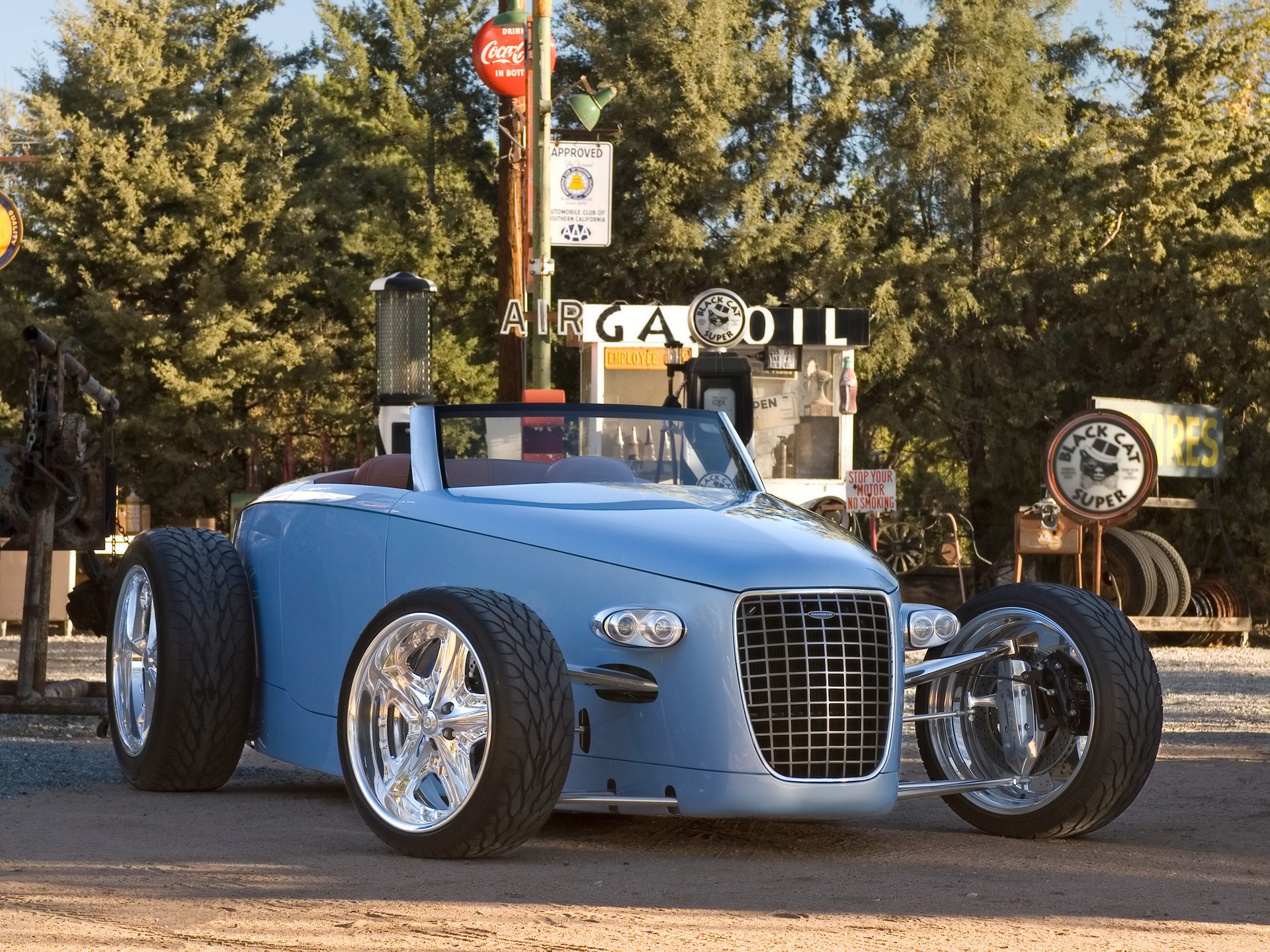 Blue custom hot rod car