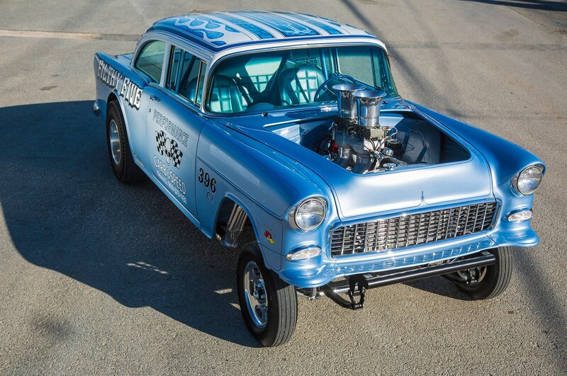 Blue Custom Hot Rod — Dramatic, Afternoon