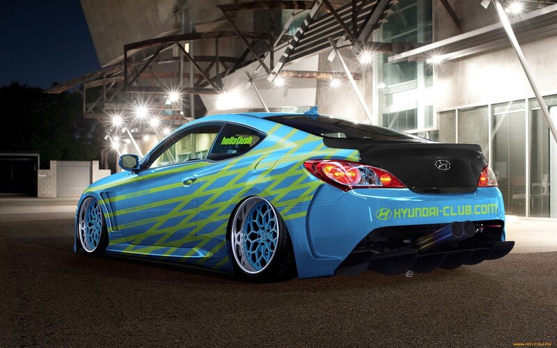 Blue Custom Hyundai Car