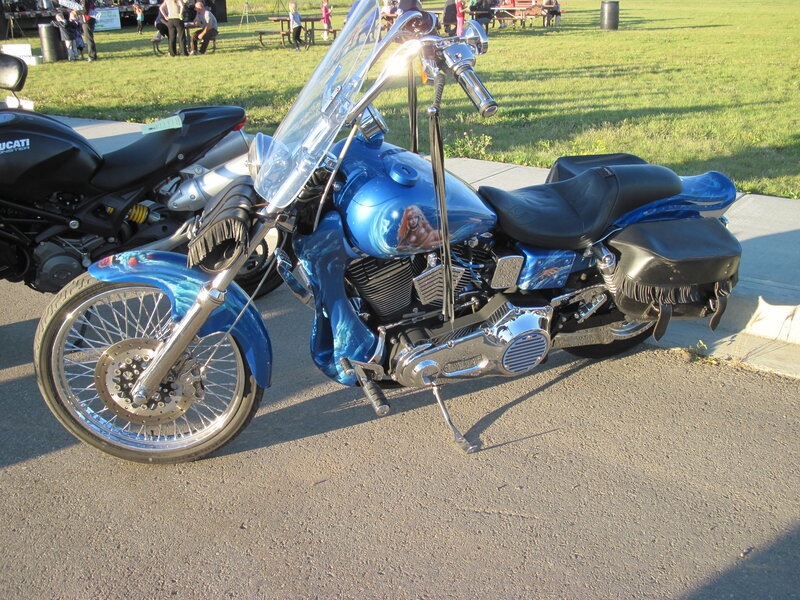 Blue Custom Motorcycle — Calm, Afternoon, Photograph