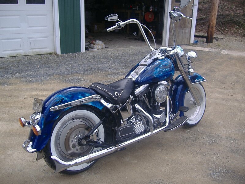 Blue Custom Motorcycle — Calm, Photograph