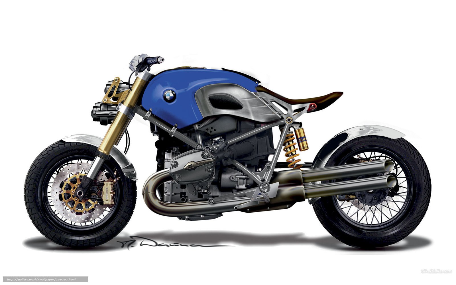 blue custom motorcycle design