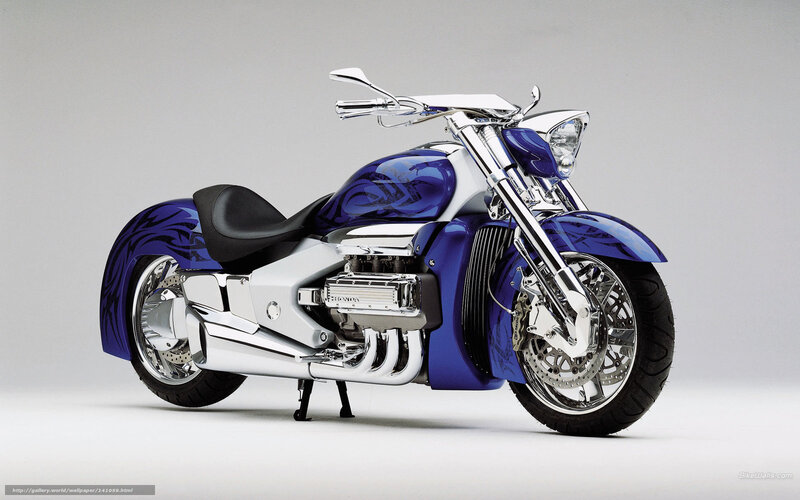 Blue Custom Motorcycle — Neutral, Photograph