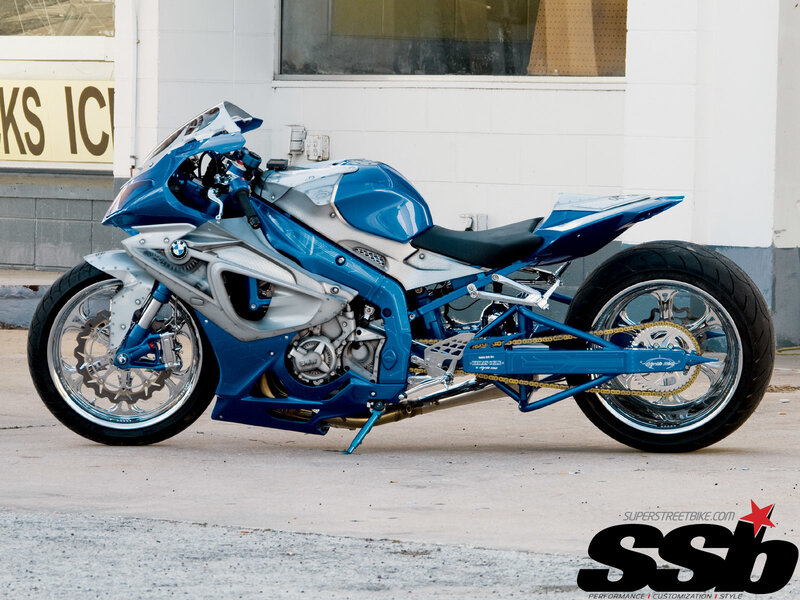 Blue Custom Motorcycle — Neutral