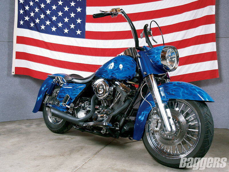 Blue Custom Motorcycle — Patriotic