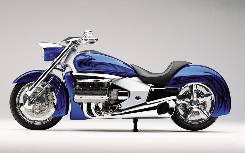 Blue Custom Motorcycle — Showcase, Photograph