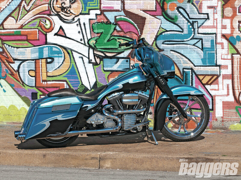 Blue Custom Motorcycle — Urban