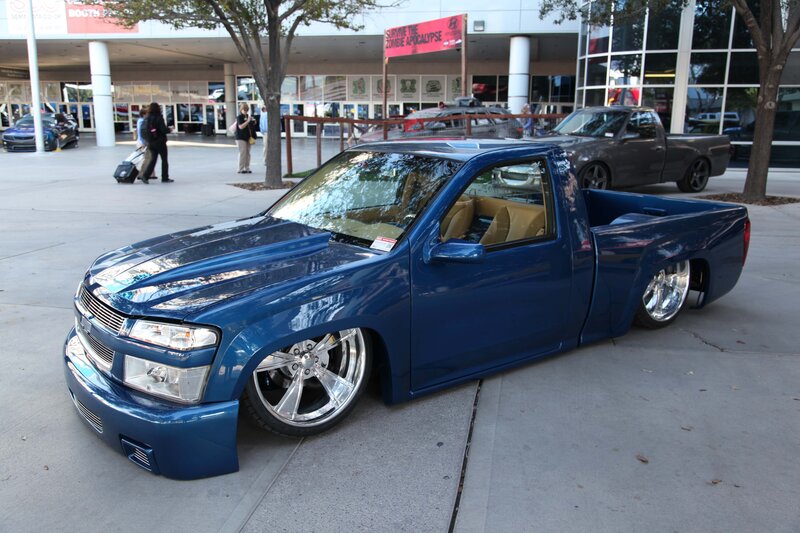 Blue Custom Pickup Truck — Calm, Afternoon, Photograph, People
