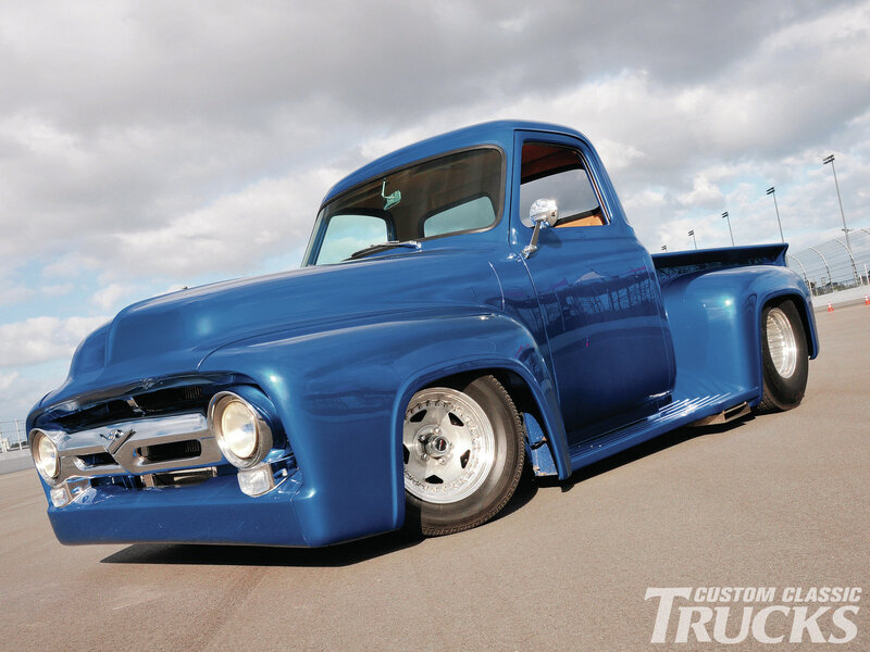 Blue Custom Pickup Truck — Dramatic, Afternoon, Photograph, Cloudy Sky