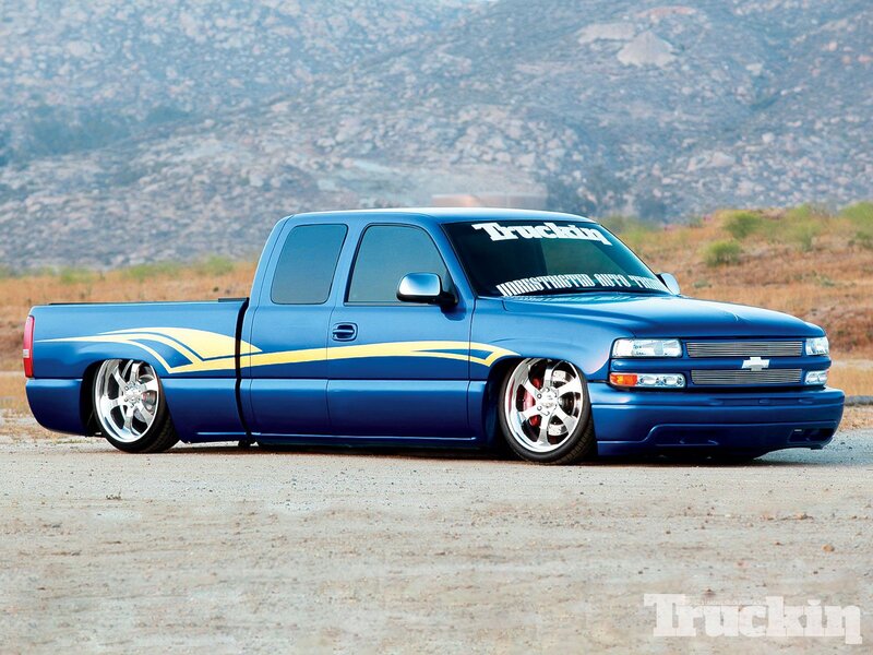 Blue Custom Pickup Truck — Dramatic, Afternoon, Photograph, Mountains