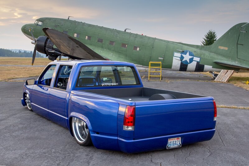 Blue Custom Pickup Truck — Dramatic, Sunset, Photograph, Airplane