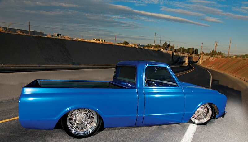 Blue Custom Pickup Truck — Dramatic, Sunset, Photograph