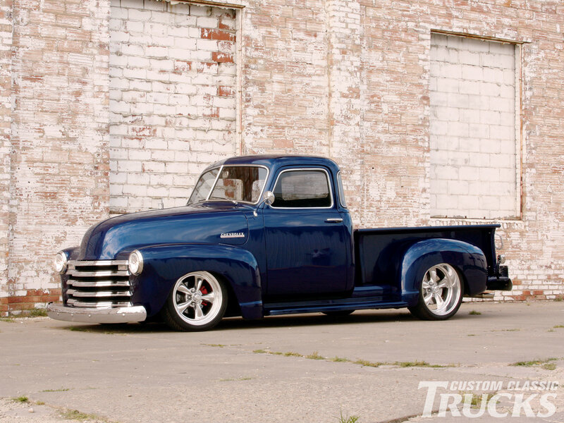 Blue Custom Pickup Truck — Industrial, Afternoon