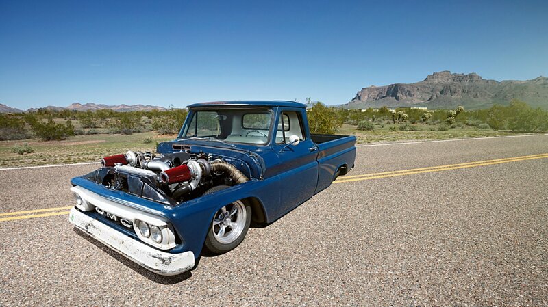 Blue Custom Pickup Truck — Open