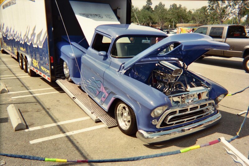 Blue Custom Pickup Truck — Outdoor, Afternoon