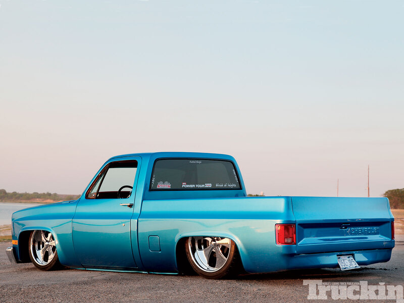 Blue Custom Pickup Truck — Serene, Sunset, Photograph