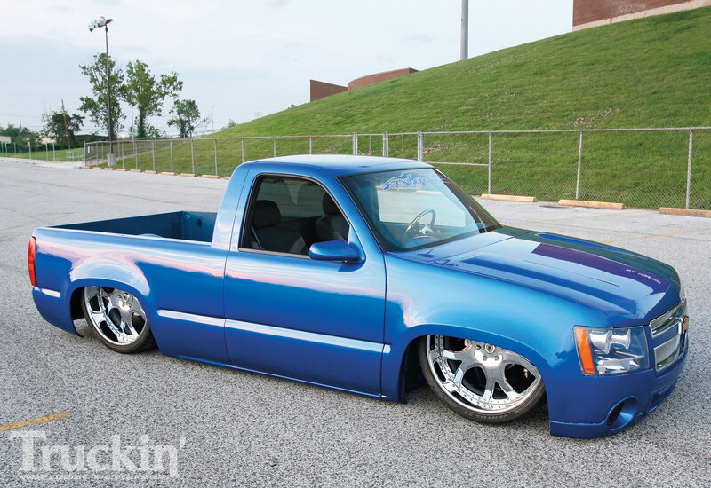 blue custom pickup truck