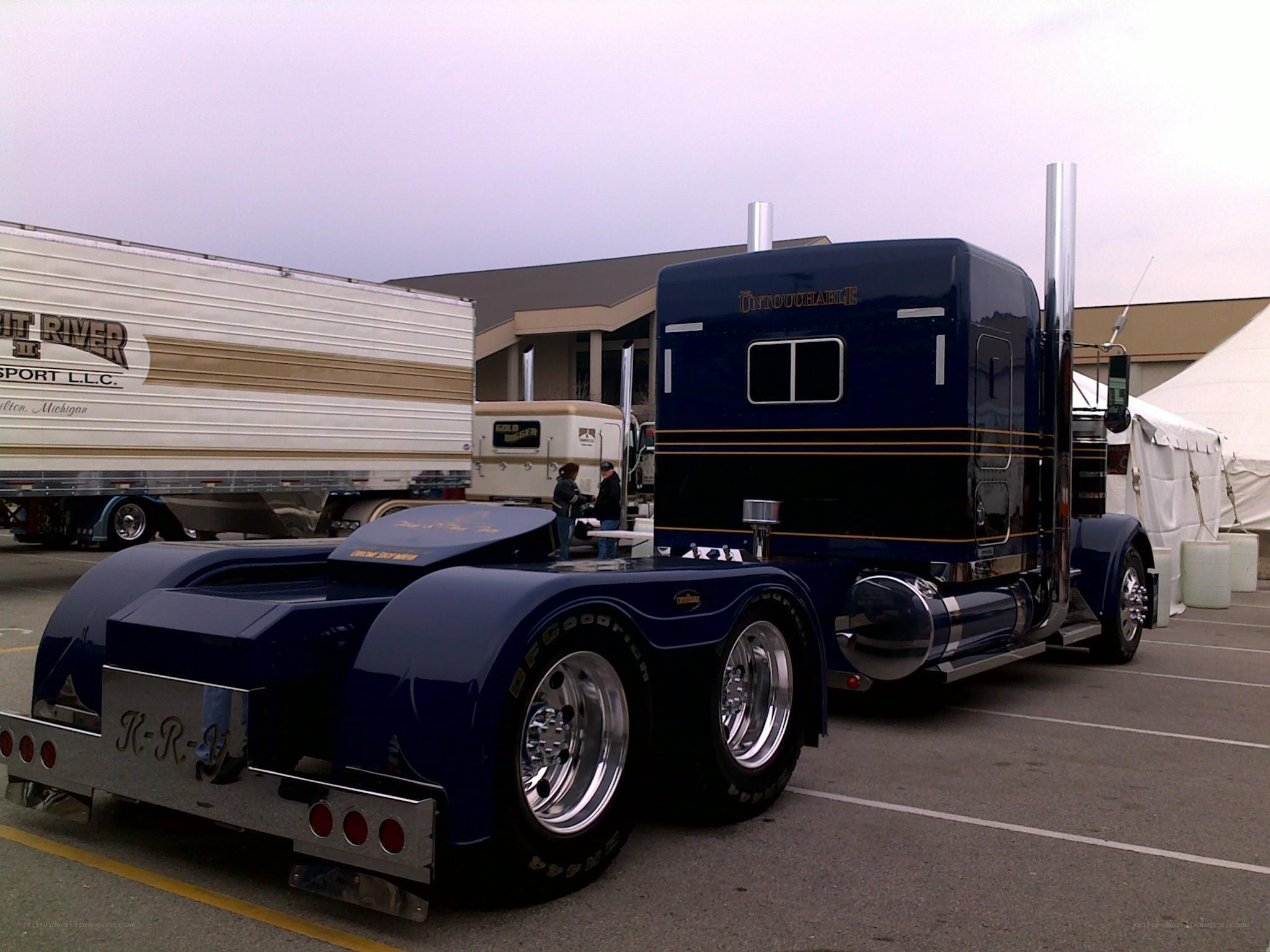 blue custom semi-truck