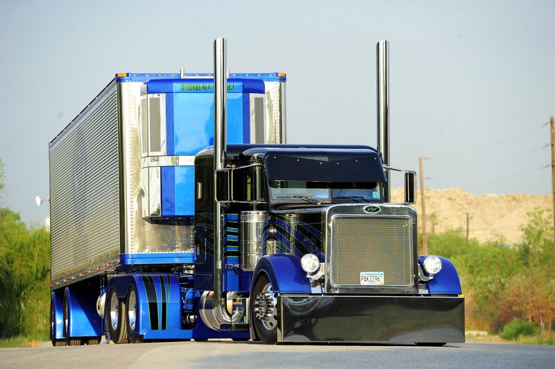 blue custom semi-truck