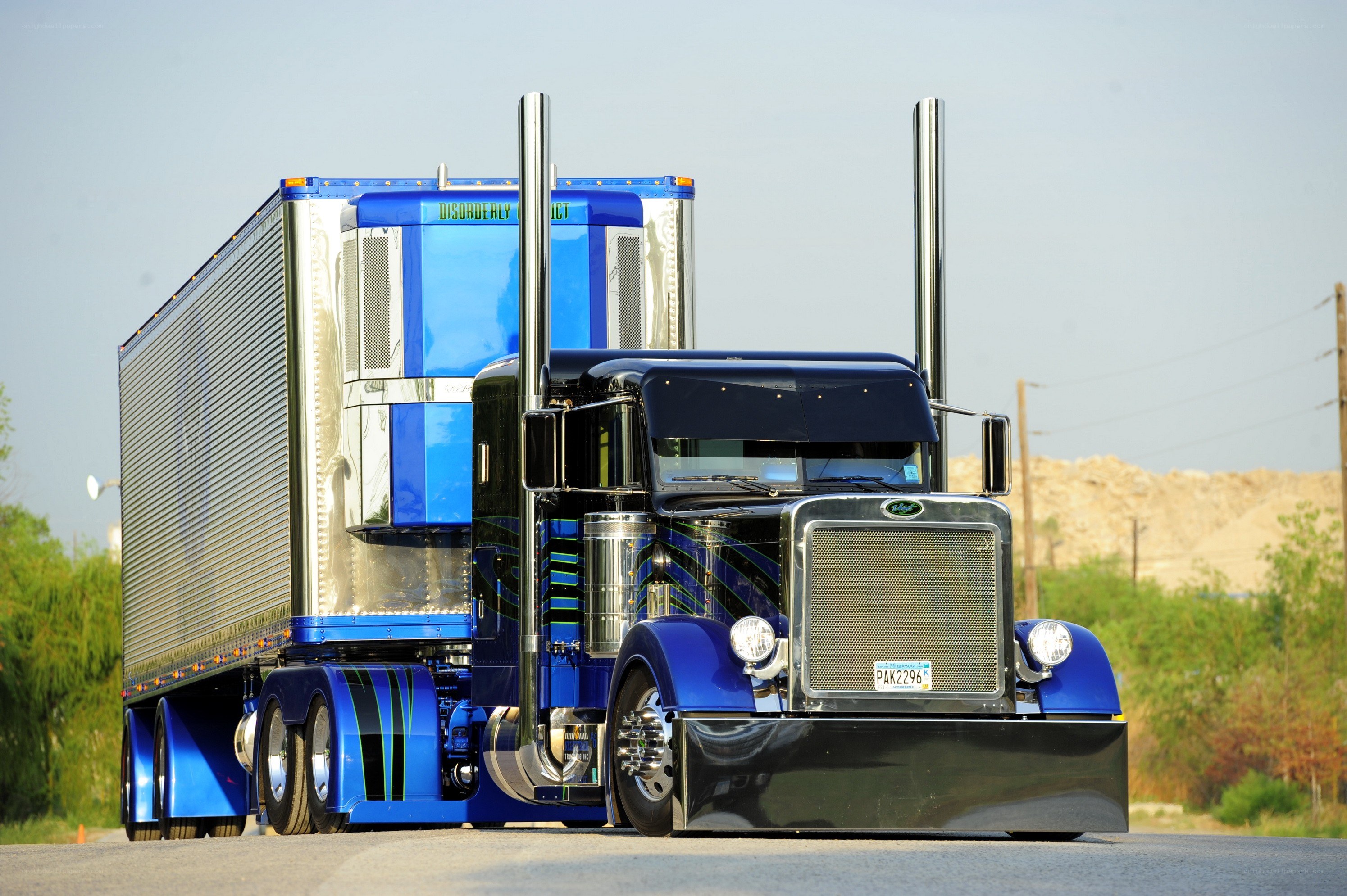 blue custom semi-truck