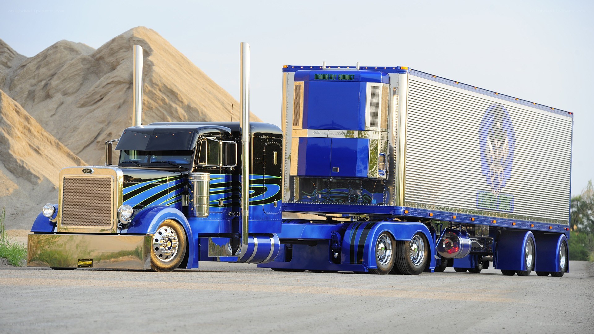 blue custom semi-truck