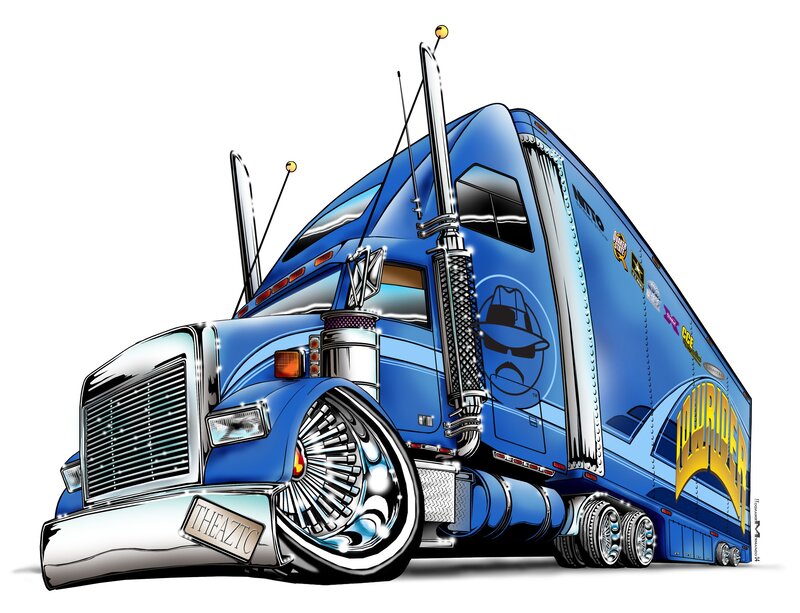 Blue Custom Semi-truck — Bold