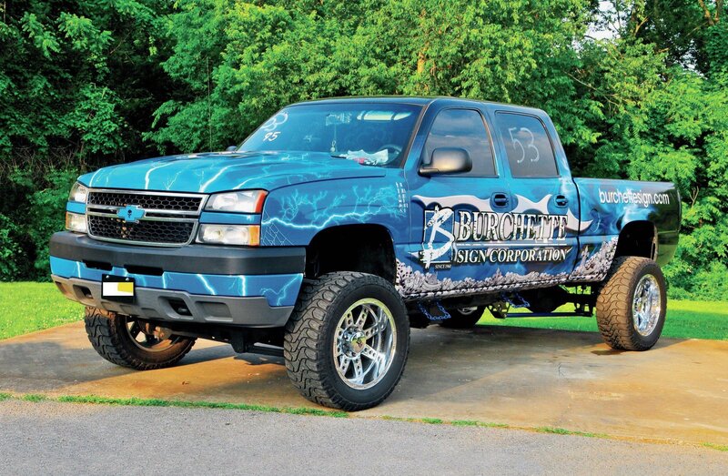 Blue Customized Pickup Truck — Outdoor