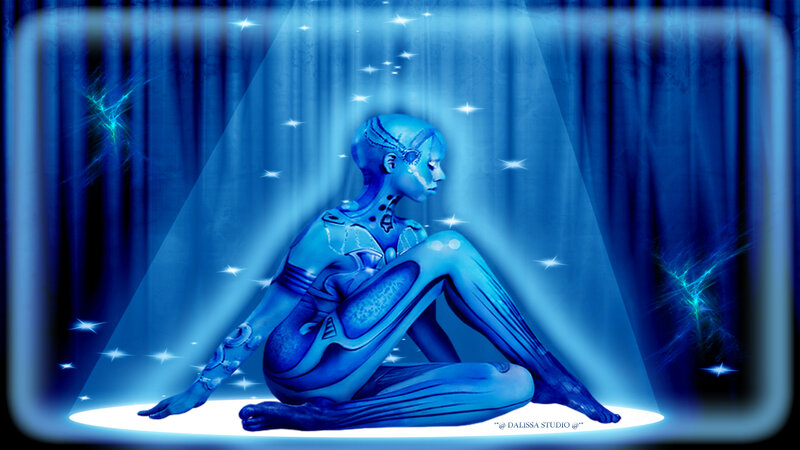 Blue Cyborg Figure