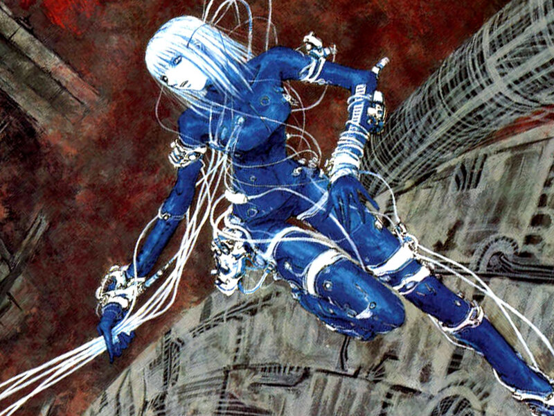 blue cyborg in a mechanical environment