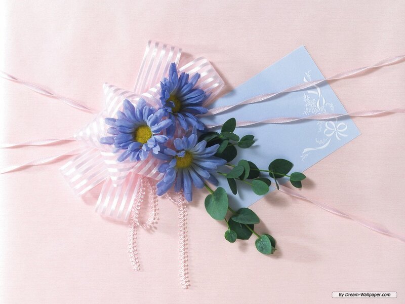 Blue Daisies with Ribbon