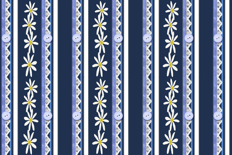 blue daisy pattern with lace
