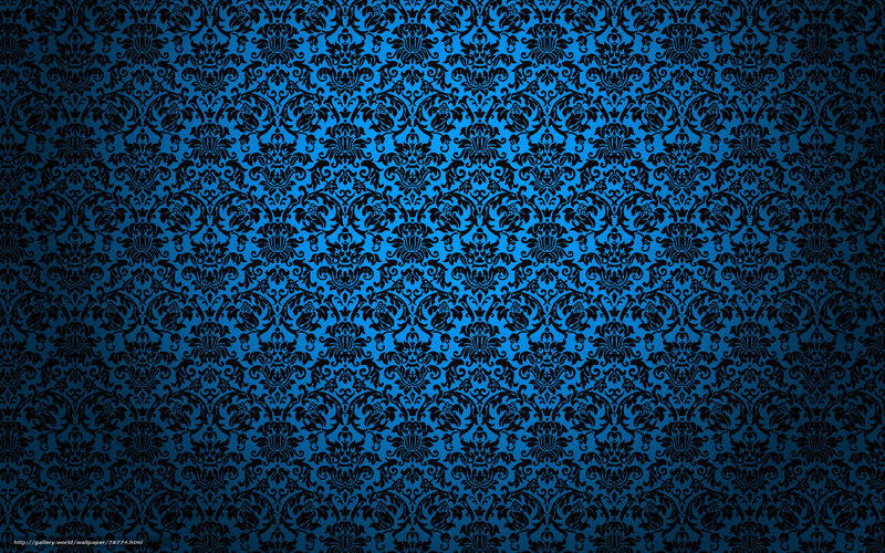 Blue Damask Pattern — Dark, Vector Art
